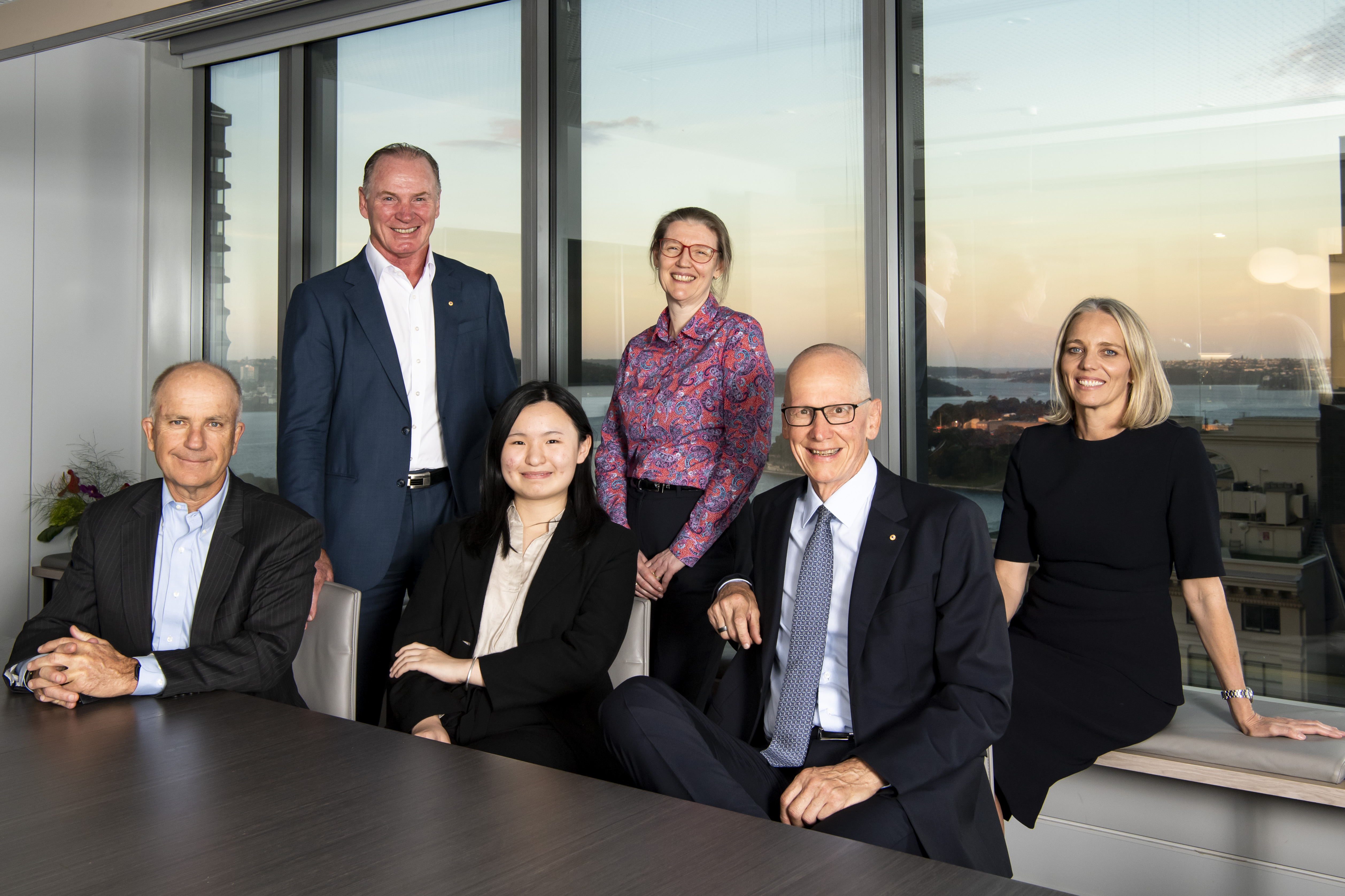 Left to right: David Paradice,Simon Poidevin, student Yvonne Huang, UNSW&#039;s Head of the School of Mathematics and Statistics Adelle Coster, Geoff Wilson and Kate Thorley. Photo: Cassandra Hannagan.