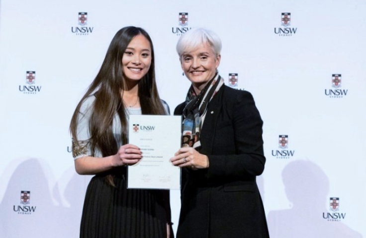 Student receiving an award