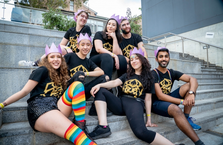 Group of students celebrating LGBTQ community